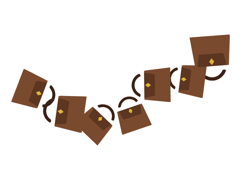 Handbag drawn along a curved stroke