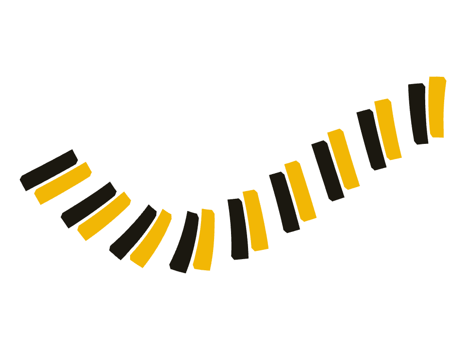 Hazard stripe drawn along a curved stroke