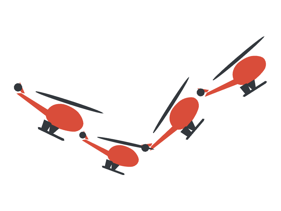Helicopter drawn along a curved stroke