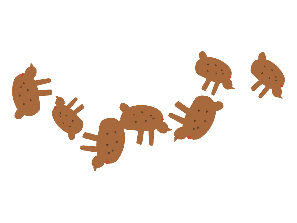 Hen drawn along a curved stroke