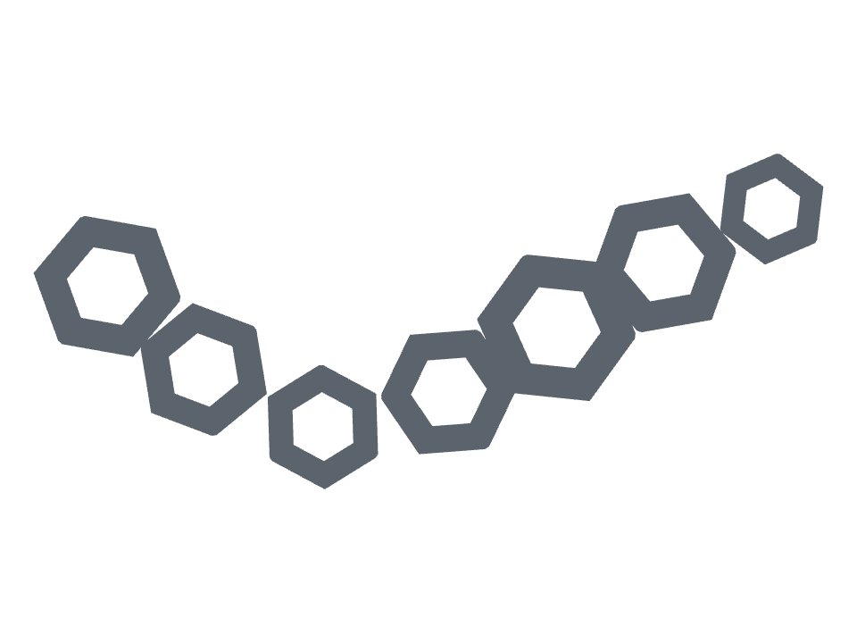 Hex nuts drawn along a curved stroke