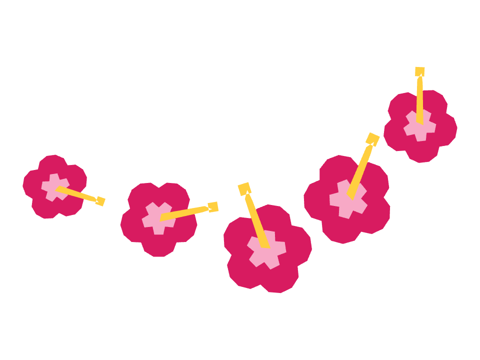 Hibiscus drawn along a curved stroke