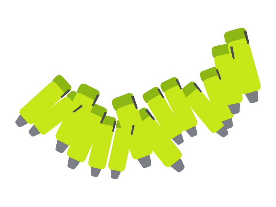 Highlighter drawn along a curved stroke