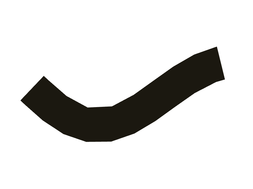 Highlighter drawn along a curved stroke