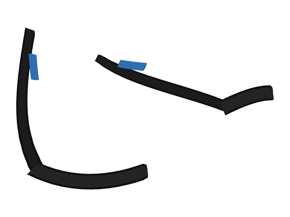 Hockey Stick drawn along a curved stroke