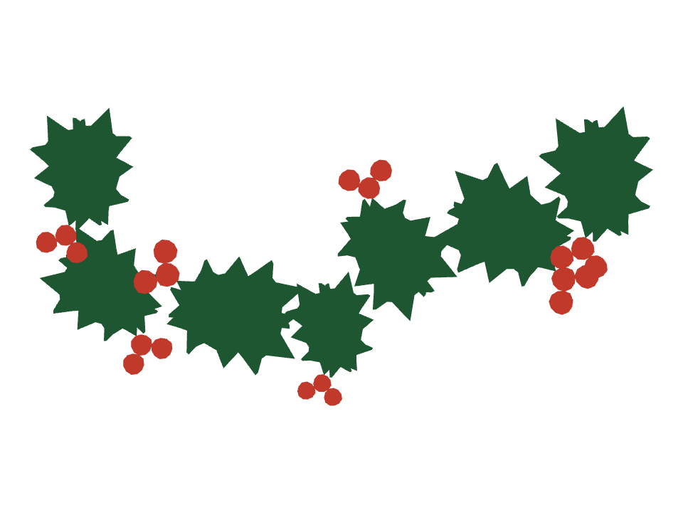 Holly Berry drawn along a curved stroke