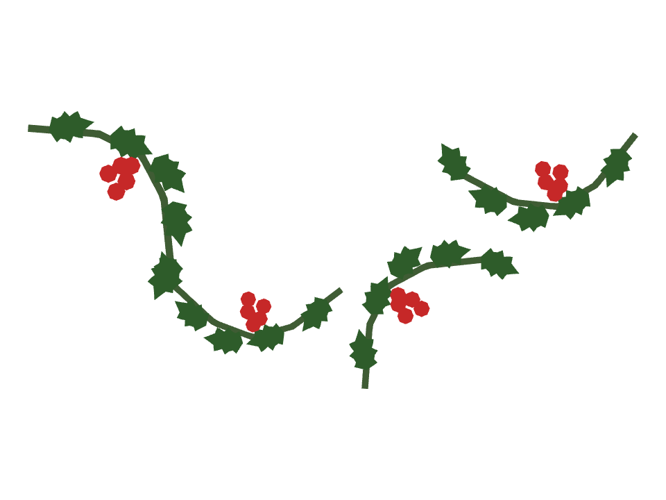 Holly Branch drawn along a curved stroke