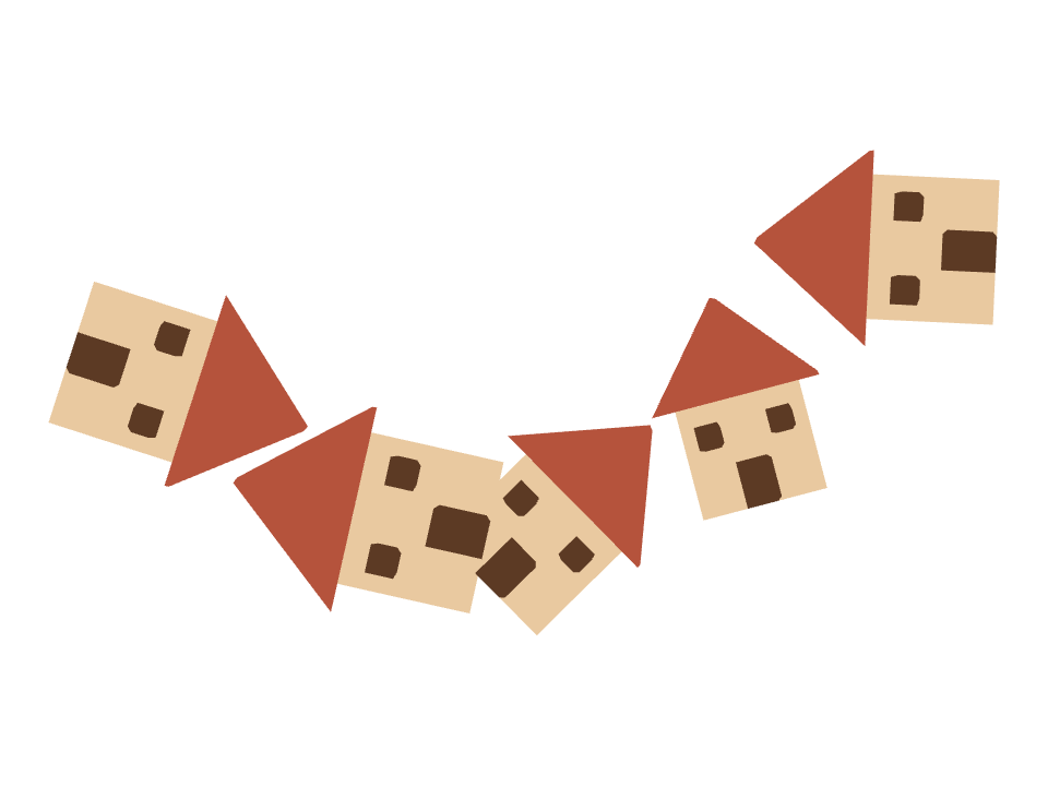 House drawn along a curved stroke