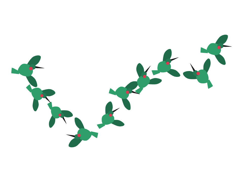 Hummingbird drawn along a curved stroke