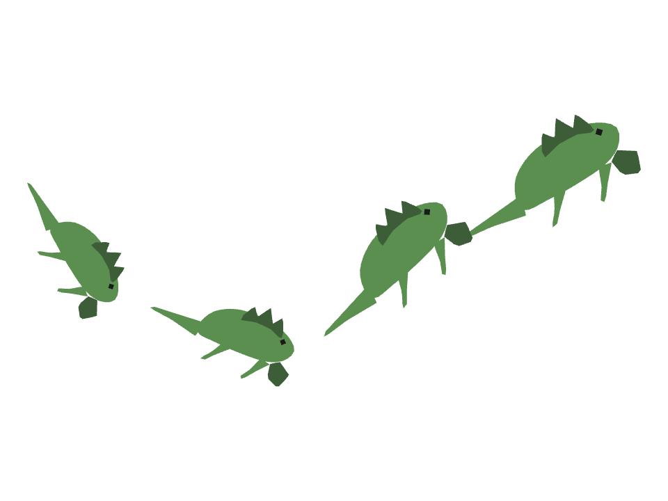 Iguana drawn along a curved stroke