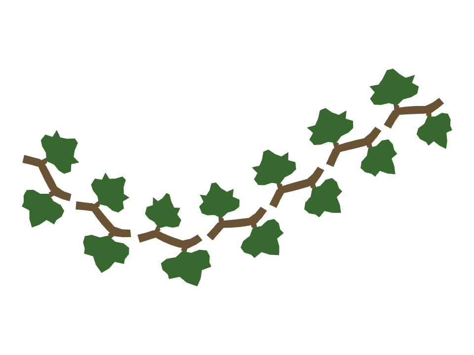 Ivy vine drawn along a curved stroke