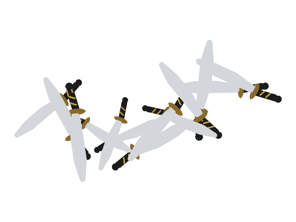 Katana drawn along a curved stroke