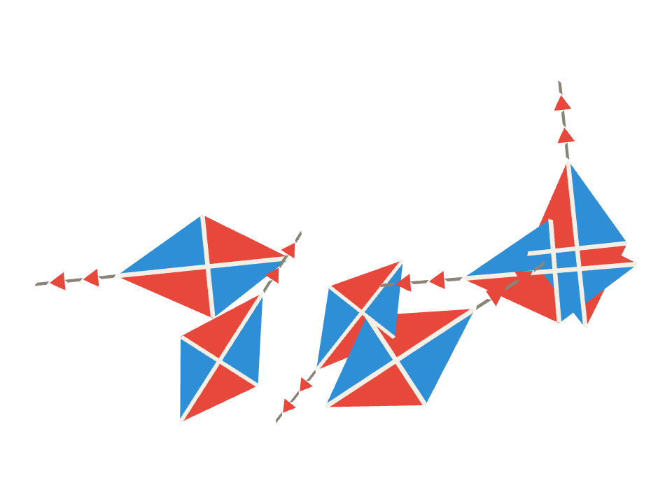 Kite drawn along a curved stroke