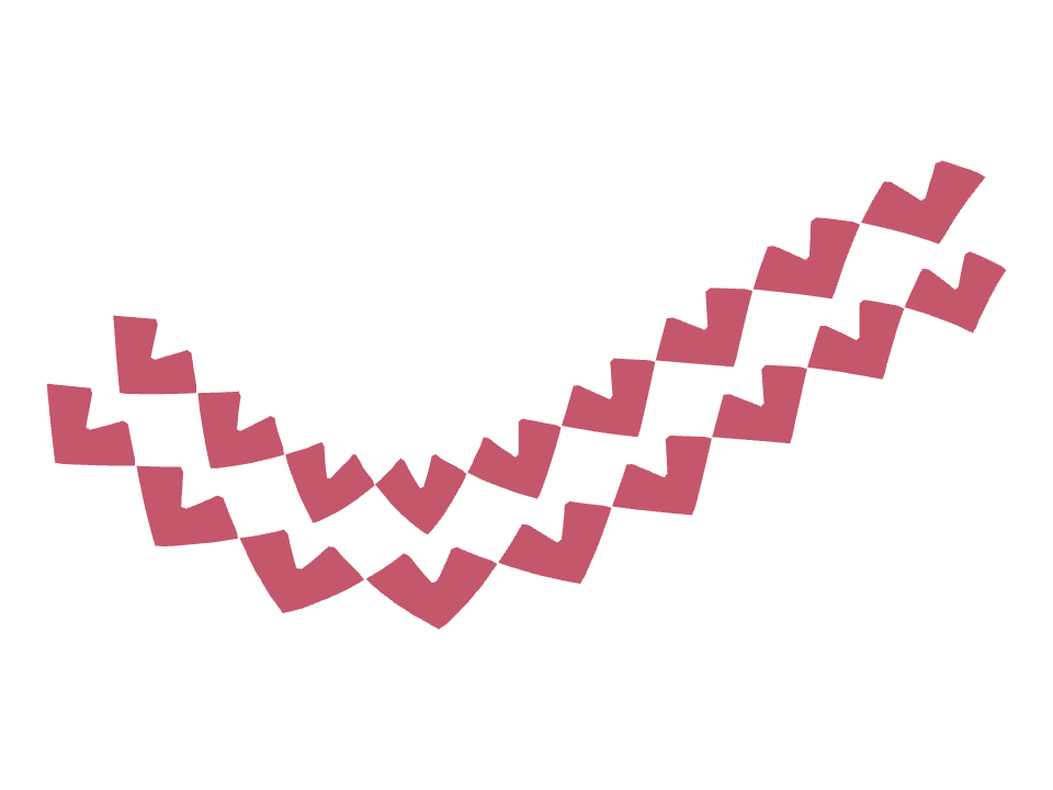 Knit rows drawn along a curved stroke