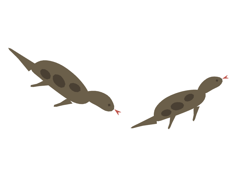 Komodo Dragon drawn along a curved stroke