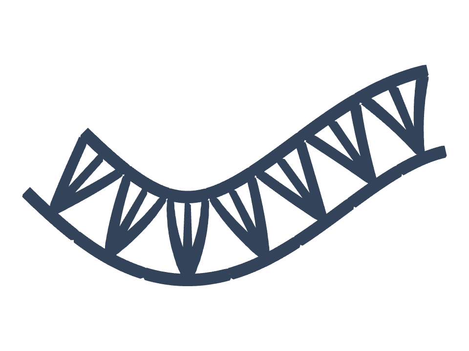 Lattice girder drawn along a curved stroke
