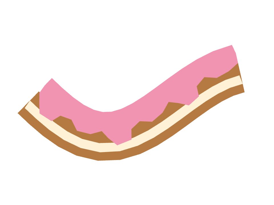 Layer cake drawn along a curved stroke
