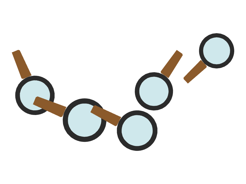 Magnifying Glass drawn along a curved stroke