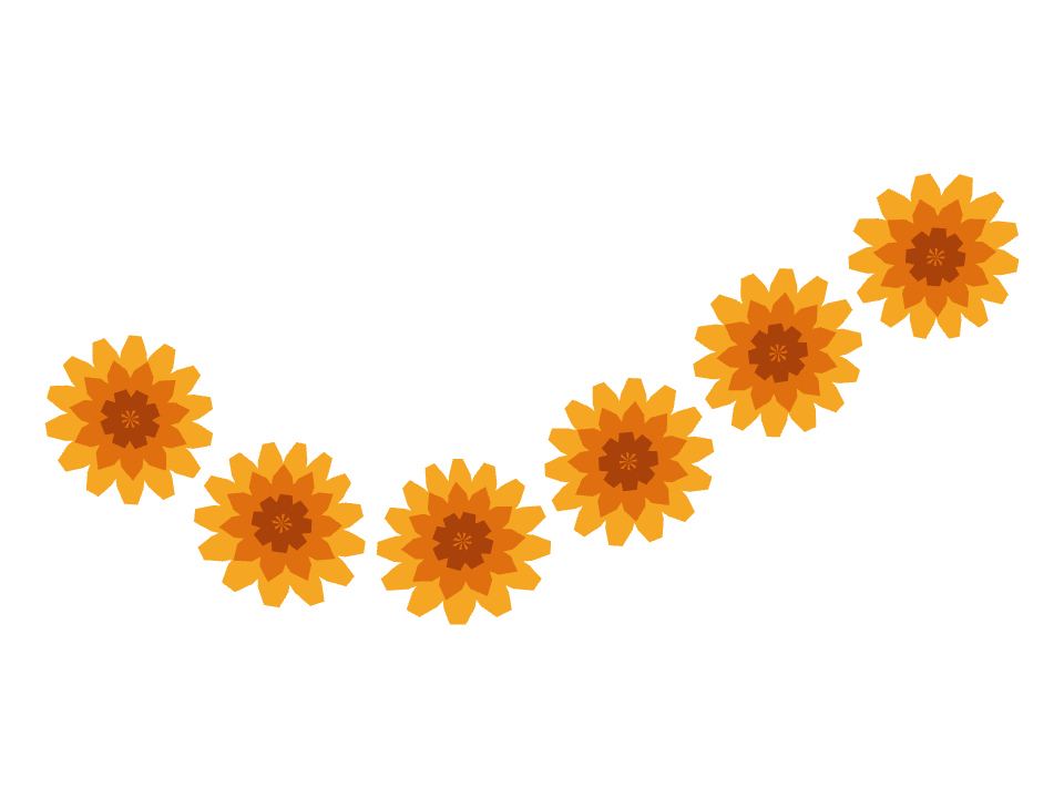 Marigold trim drawn along a curved stroke