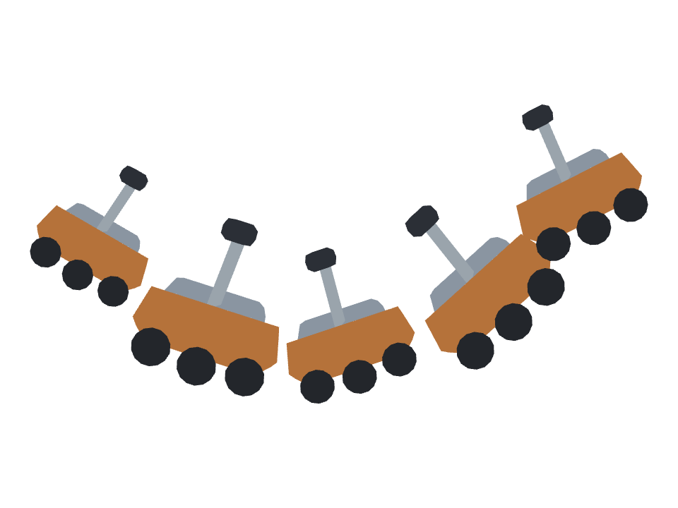 Mars Rover drawn along a curved stroke