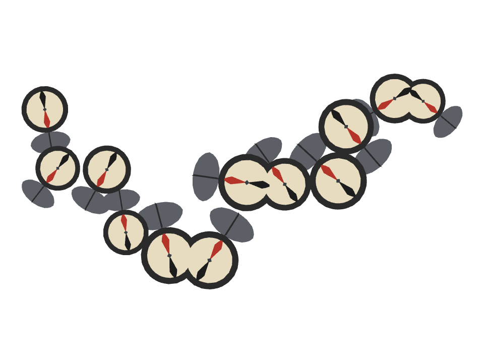 Military Compass drawn along a curved stroke