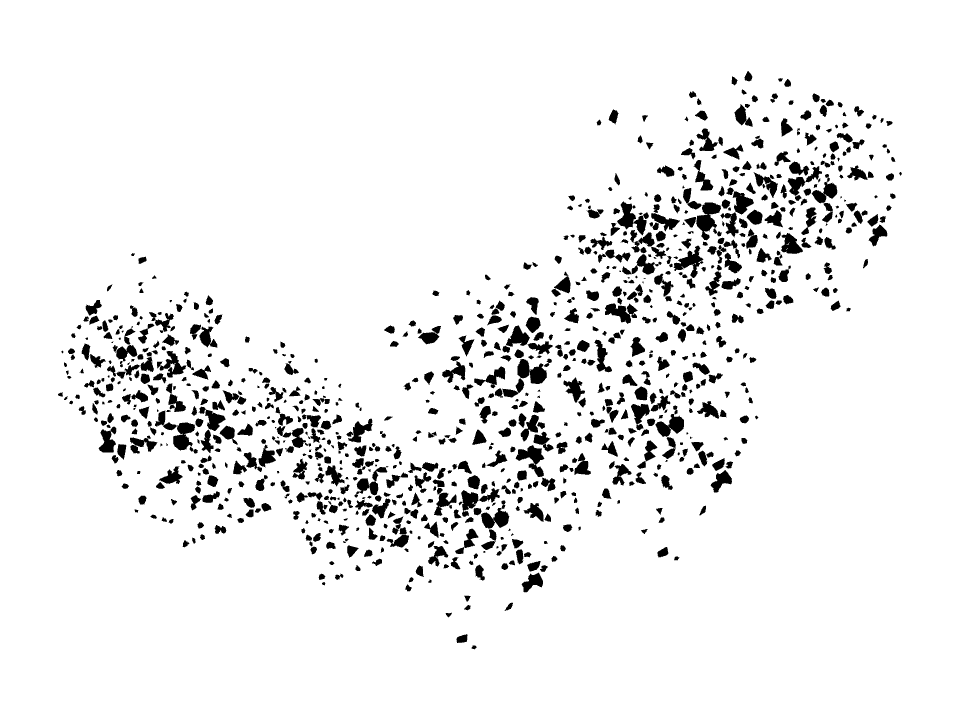 Mist drawn along a curved stroke