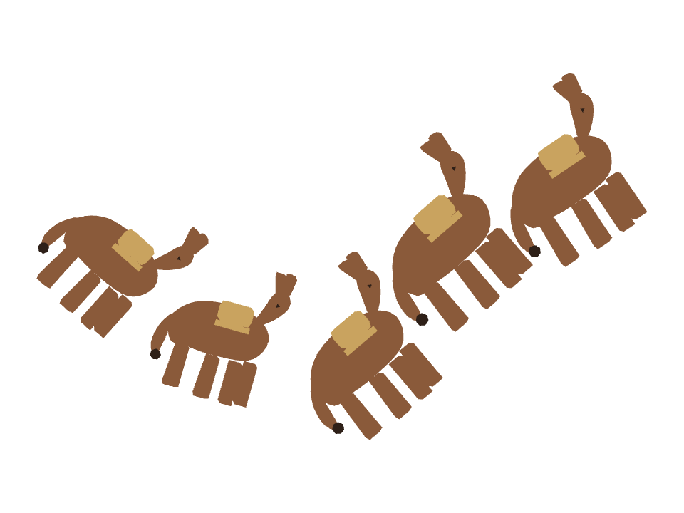 Mule drawn along a curved stroke