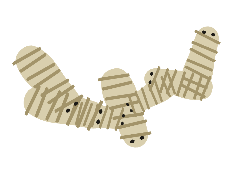Mummy Wrap drawn along a curved stroke