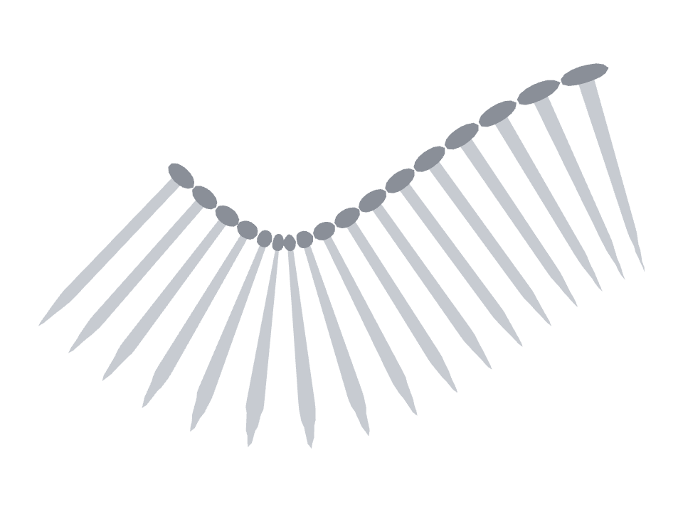 Nail drawn along a curved stroke