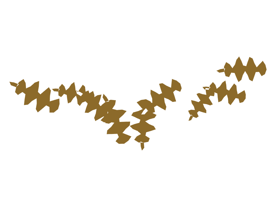 Oak leaves drawn along a curved stroke