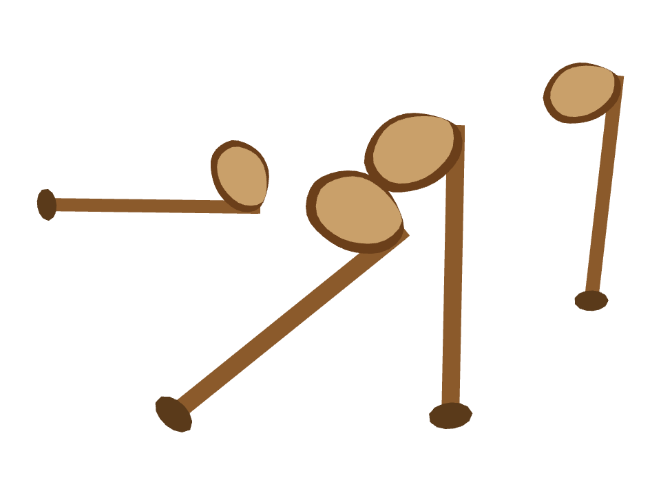 Oar drawn along a curved stroke