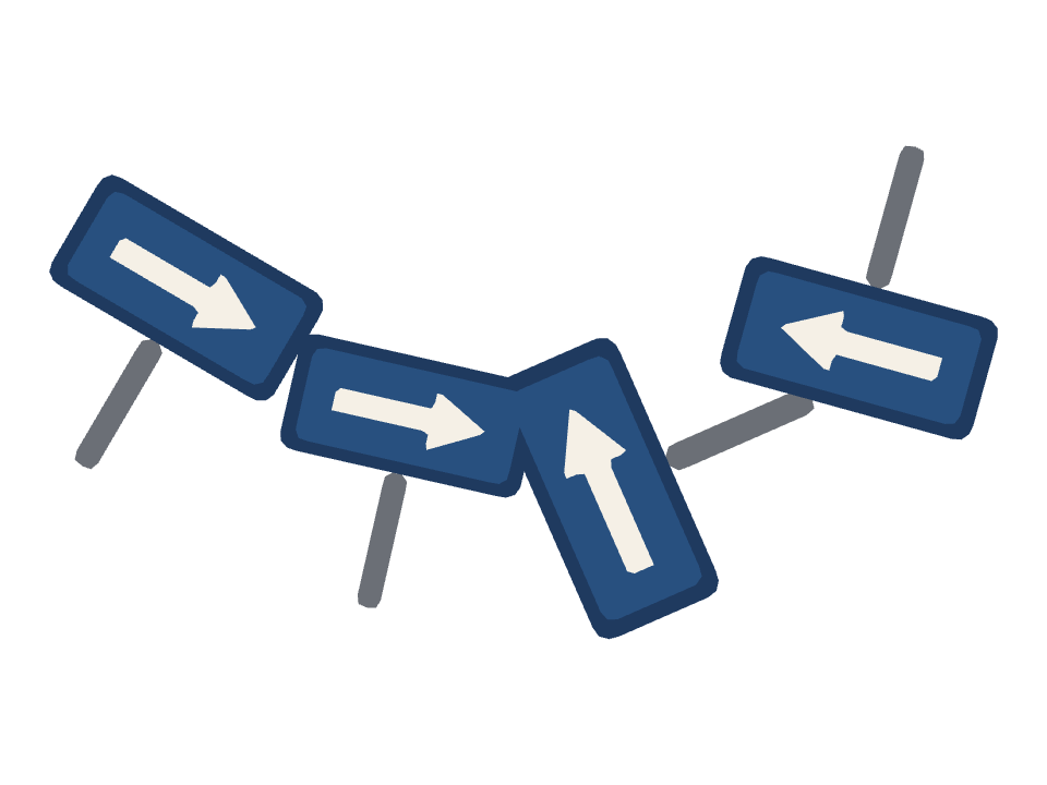 One Way Sign drawn along a curved stroke