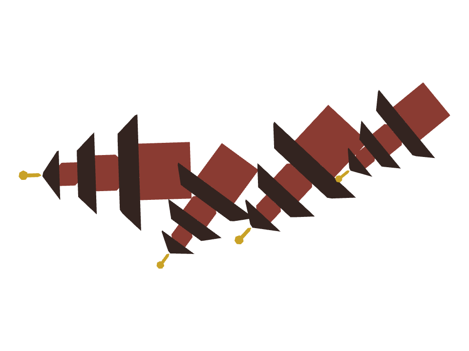 Pagoda drawn along a curved stroke