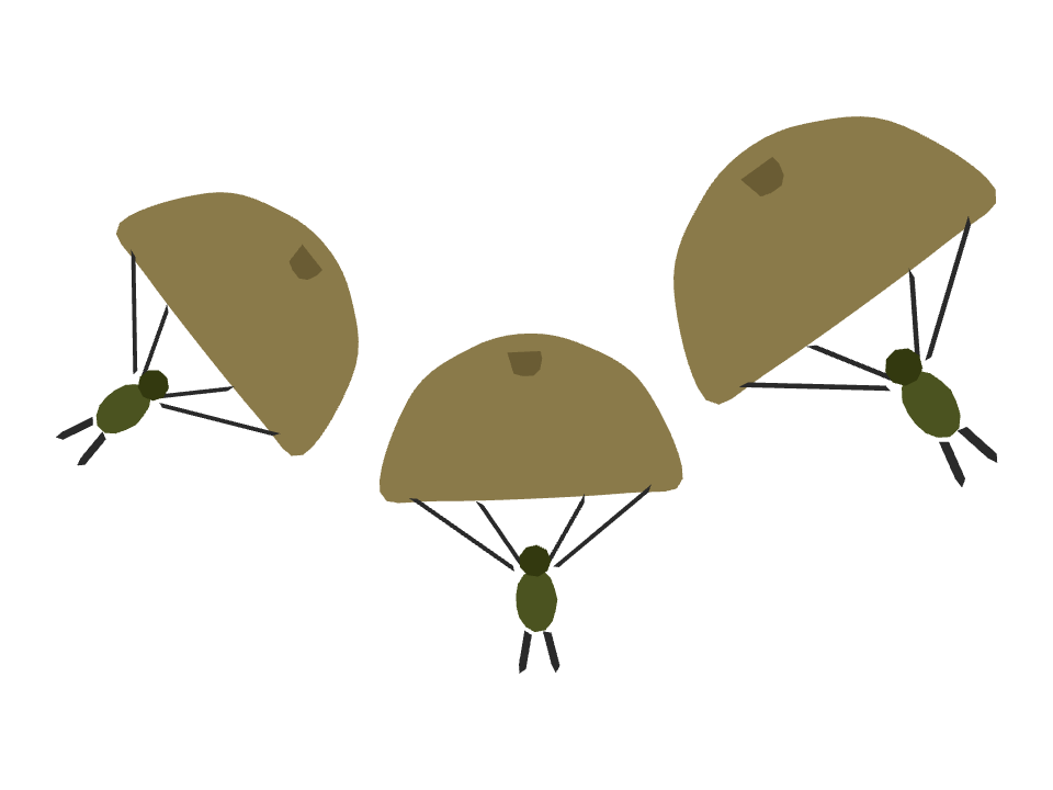 Parachute Trooper drawn along a curved stroke