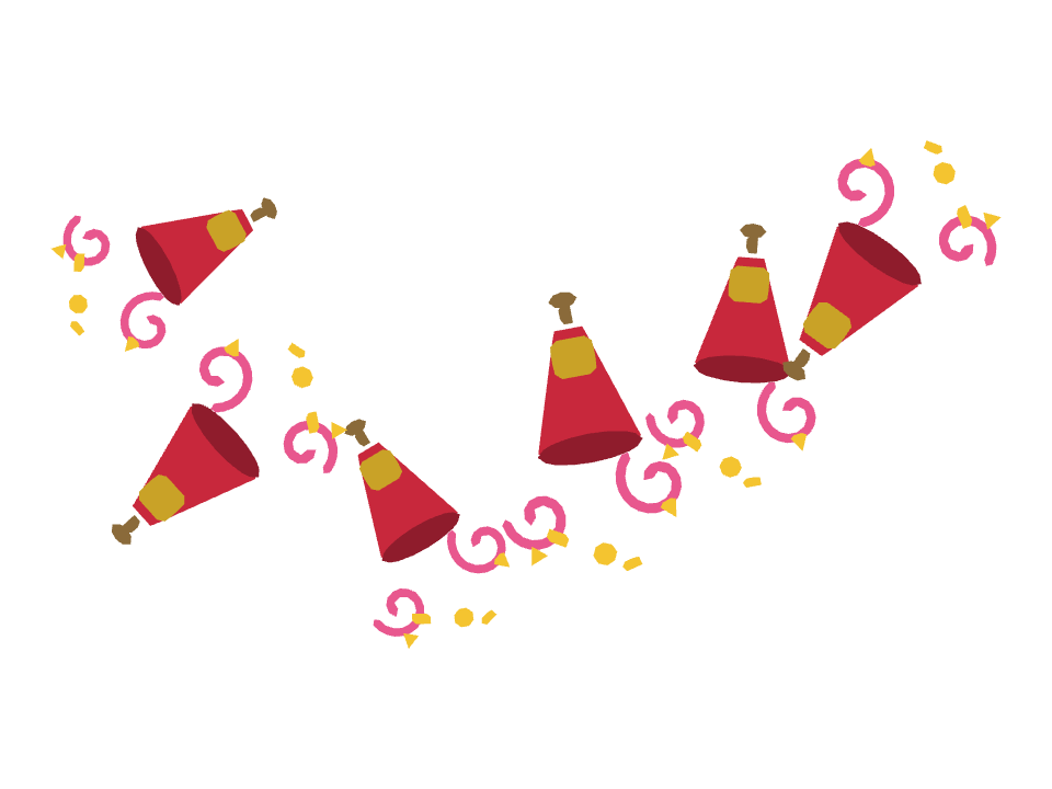 Party Popper drawn along a curved stroke