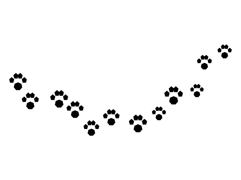 Paws drawn along a curved stroke