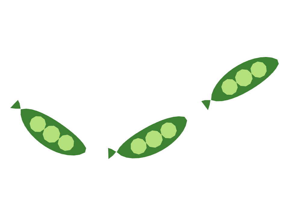 Pea pod drawn along a curved stroke