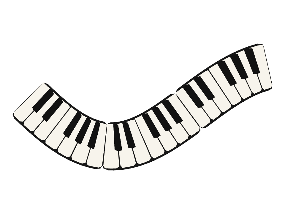 Piano Keys drawn along a curved stroke