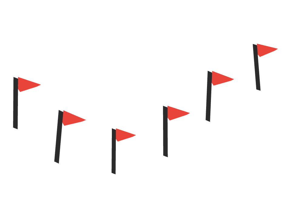Pin flags drawn along a curved stroke