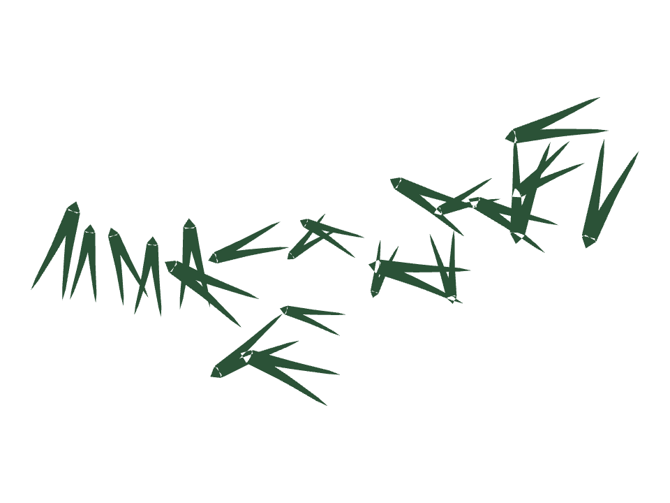 Pine needles drawn along a curved stroke