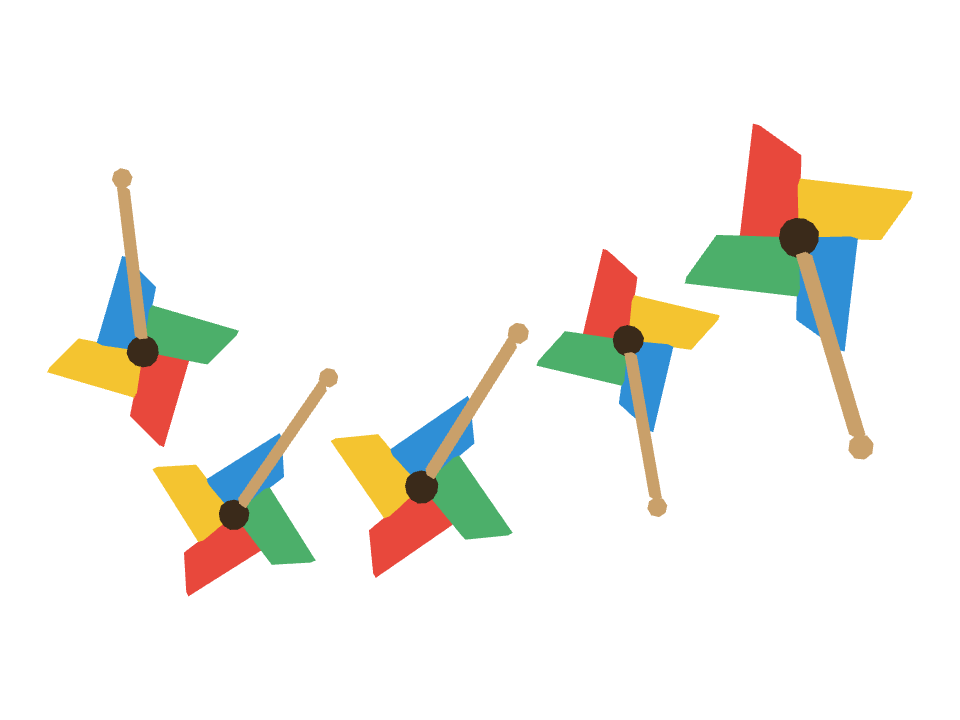 Pinwheel drawn along a curved stroke