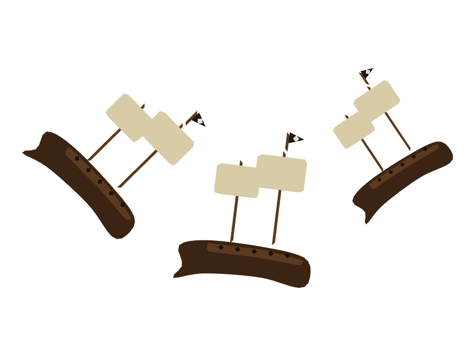Pirate Ship drawn along a curved stroke