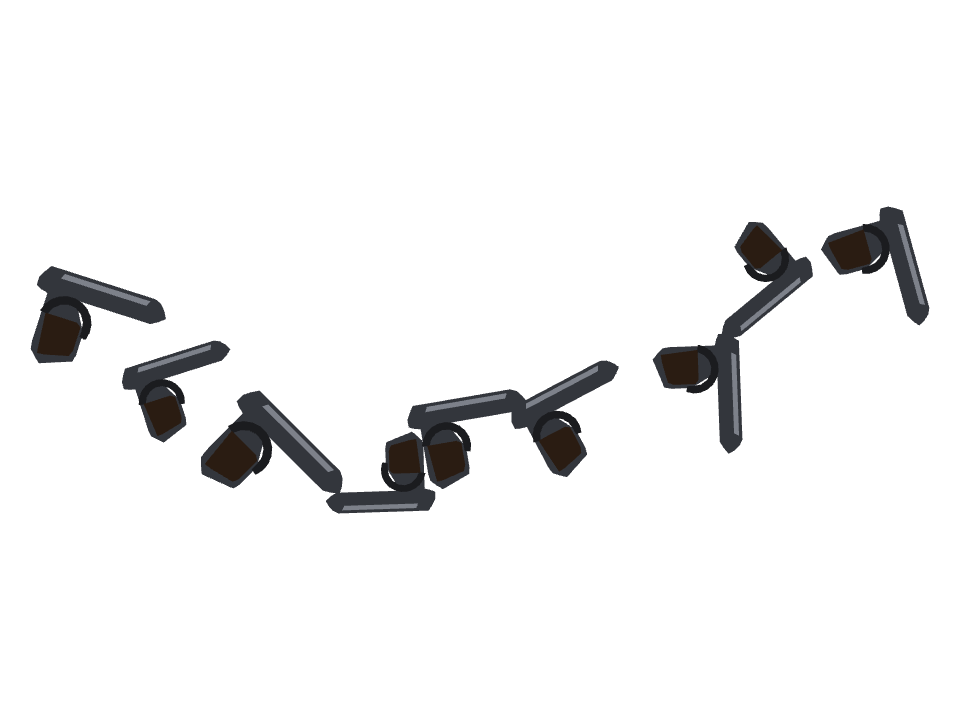 Pistol drawn along a curved stroke