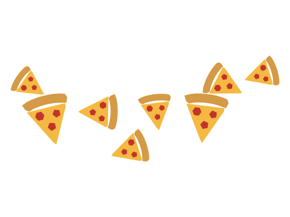 Pizza slice drawn along a curved stroke