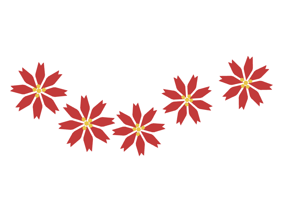 Poinsettia drawn along a curved stroke