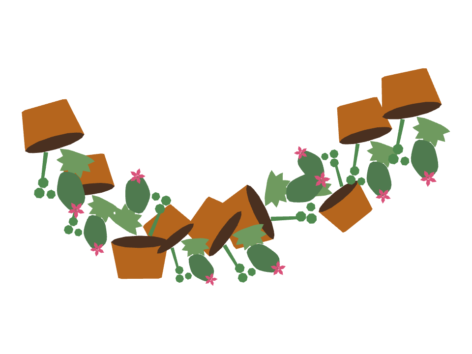 Potted Succulent drawn along a curved stroke