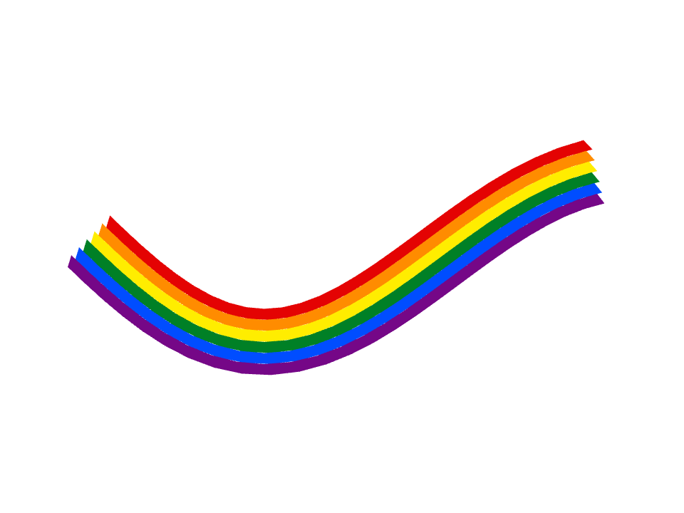 Pride drawn along a curved stroke