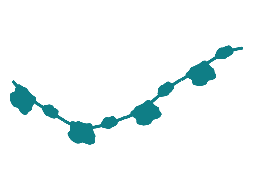 Puddle run drawn along a curved stroke