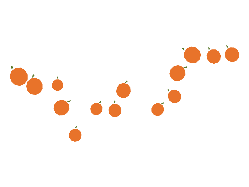 Pumpkin drawn along a curved stroke