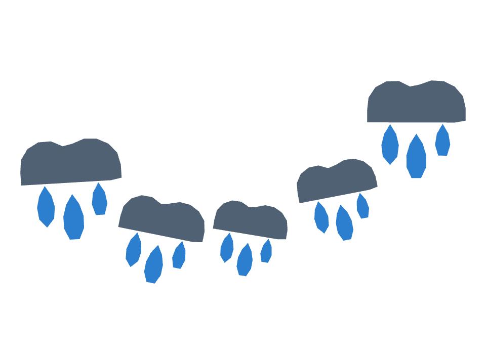Rain cloud drawn along a curved stroke